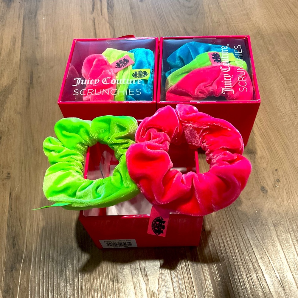 COPY - 2 boxes of Juicy Couture Velvet Scrunchie Set Ornament ~ Pink, Blue, Gre…